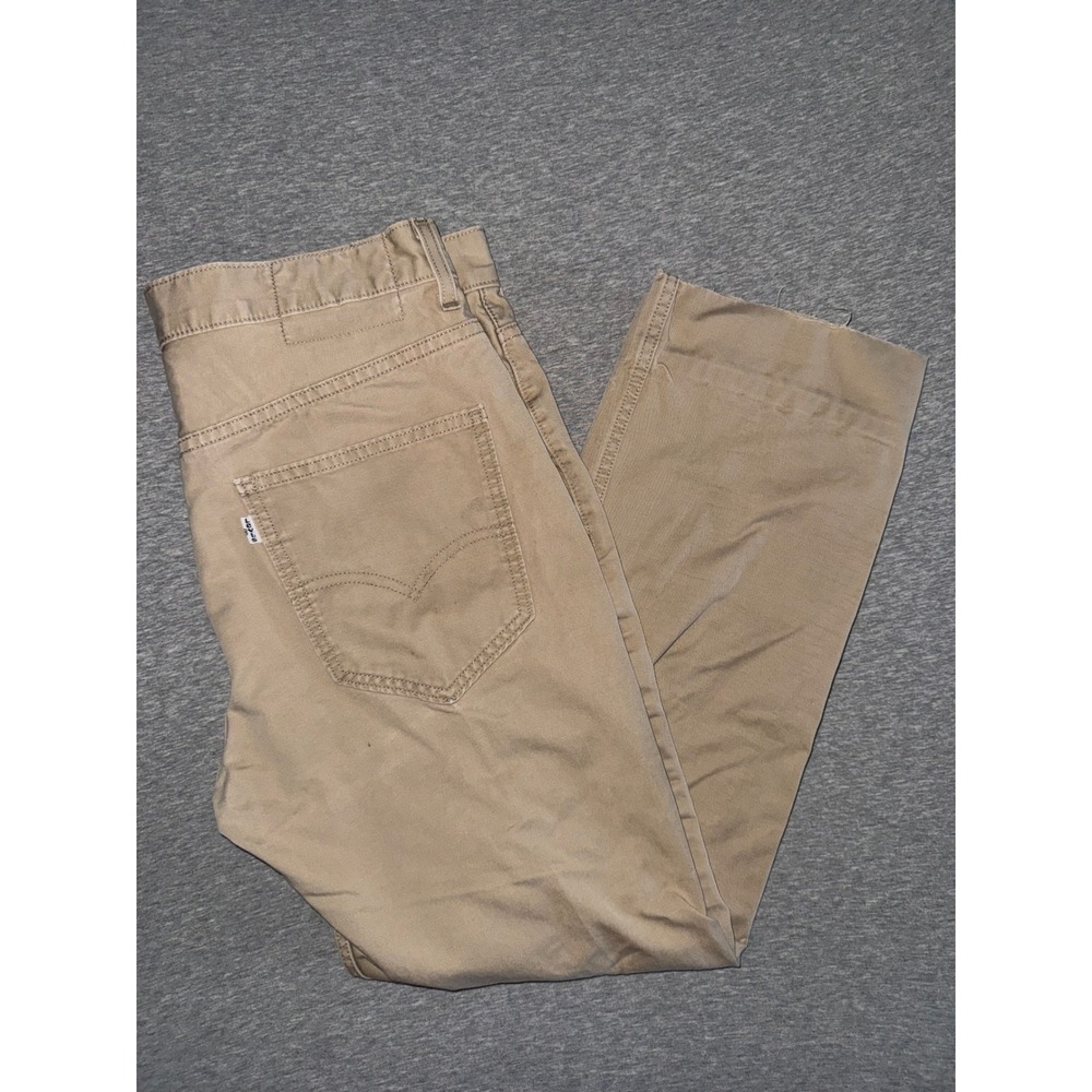 Levis 510 Womens Skinny Fit Tan Straight Leg Pants Size 34x26* Raw Hem *See Note